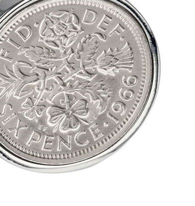 1966 English Sixpence Cufflinks Gift - 51st Birthday Gift