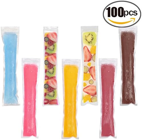 Ice Popsicle Molds Bags, Disposable Zip-Top DIY Ice Pop Mold Bags for Gogurt, Ice Candy, Otter Pops or Freeze Pops, BPA Free, FDA Approved Bags(100 pack)