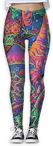 Women's Trippy Smoke Magic Mushrooms Print Sports Gym Yoga Leggings Pants