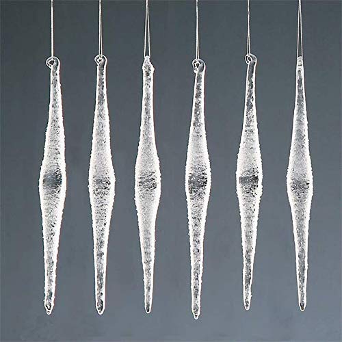 Elegance By Snow White Christmas Tree Decoration 6 Pack Frosted Glass Diamond Icicles