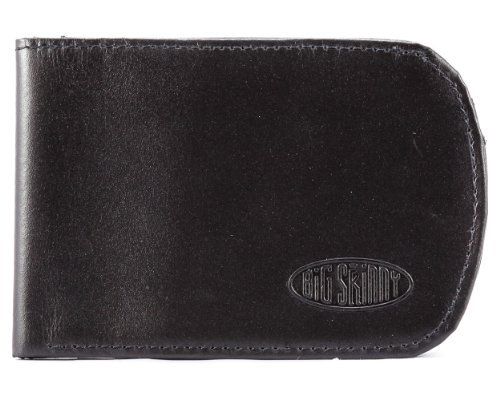 Big Skinny Men's Curve Leather Bi-Fold Slim Wallet, Holds Up to 20 Cards, Black