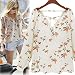 Yoyorule Women Casual Long Sleeve Tether Blouse Chiffon Floral T-Shirt