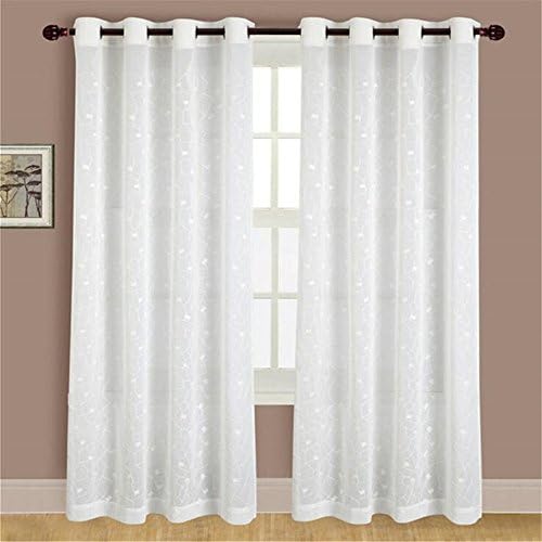 Ccl Window Curtains Sheer White Sets Of 2, Extra Long Curtain Made of Polyester Window Panel Drapes 52 Inch by 84 Inch