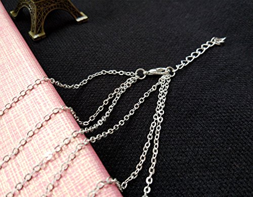 Suyi Exquisite Sequins Multilayer Chain Turquoise Beads Necklace with Feather Pendent Hanging Rod Silver - Thumbnail 4