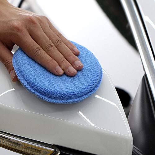 KingBra 15 Pcs Soft Microfiber Wax Applicator Car Polisher Pad Kit Cars Vehicle Glass Clean Cars Wax Applicator Foam Sponge for Car Paint,Soild Wood,Stone, Blue 5Inch - Thumbnail 3