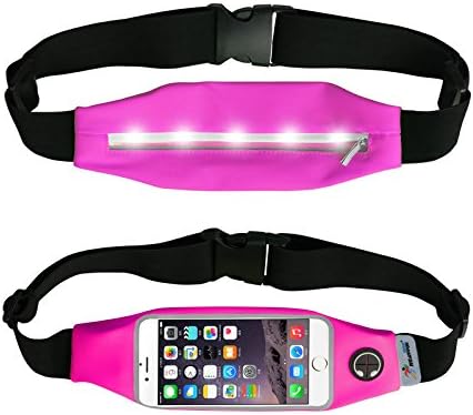 NEWPPON Runner Waist Pack With LED Lights For Safety-Waterproof And Touched Screen Sports Running Belt Fits iPhone 6 6s/iPhone 7(4.7''-5.5'') For Outdoors