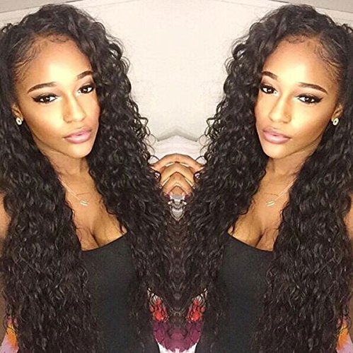 AM Youth Lace Front Human Hair Wigs Unprocessed Virgin Brazilian Water Wave Hair Wigs 130% Density For Black Women 14"-26" In Stock #1B(22")
