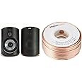 Polk Audio Atrium 4 Outdoor Speakers (Pair, Black) with Amazon Basics 16-Gauge Speaker Wire