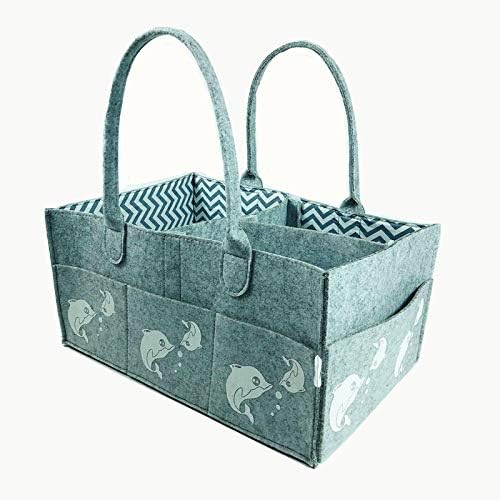 Diaper Caddy (Grey)-Diaper Bag Organizer New Born, Extra Large Caddy orgnanizer, Portable Nursery oranizer, Baby Basket for Necessities. Baby Shower Gift for Boys and Girls.