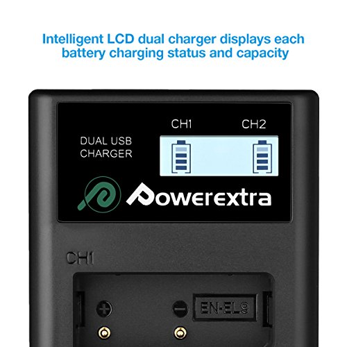 Powerextra 2 x ENEL9 Battery & Charger with LCD Display Compatible