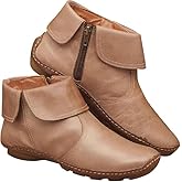 Fall Winter Boots for Women 2025 Vintage Short Ankle Boots No Heel Lace Up Retro Faux Leather Booties with Arch Support Comfy Damping Slip On Flat Shoes for Spring Fall Winter