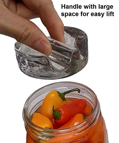 6 Pack fermentation weight. Heavy glass fermenting weights with handles for wide mouth Mason jars. Canning supplies. Great for fermenting vegetables and probiotic food. Dishwasher safe.Premium Present