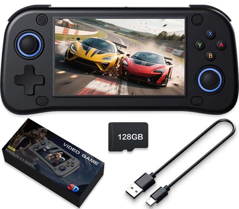 New Handheld Game Console,Built-in 64G with 15000 games,Linux System,Portable Handheld Video Game Console ，4.3 inch IPS Screen 30+ emulators& Linux System (Black,64G)