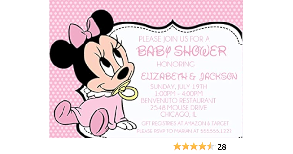 Amazon Com Minnie Mouse Baby Shower Invitations With Envelopes Handmade Products