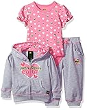 John Deere Baby Girls' Jacket Bodysuit and Pant Set, Grey, 3-6 Months