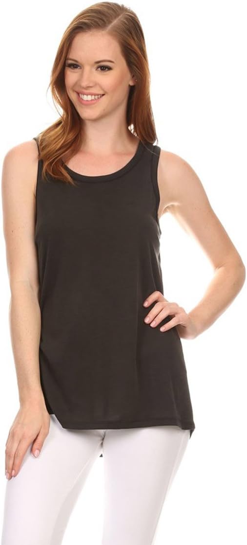 PinkNote Women's Waist Length Sleeveless in a Loose Fit Relaxed Flowy Style with a Scoop Neck Workout Top