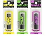 (Pack of 3) Maybelline New York Baby Lips Balm Electro, Minty Sheer, Berry Bomb, Fierce & Tangy