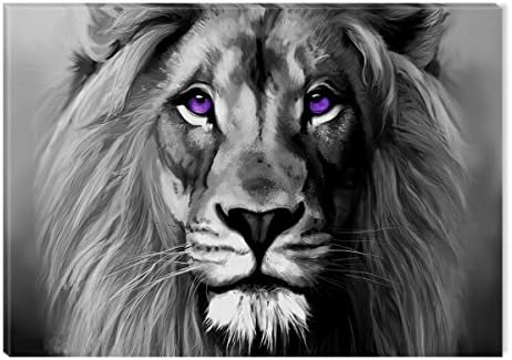 Inspirational Art Black and White Lion Portrait Canvas Wall Art Abstract Picture Eco Light Framed Ready to Hang Artwork for Home Decoration