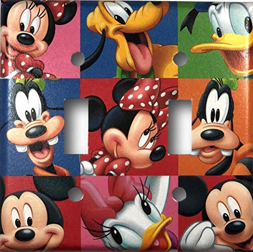 Double Toggle Light Switch Wall Plate Mickey Mouse Donald Duck Goofy Pluto