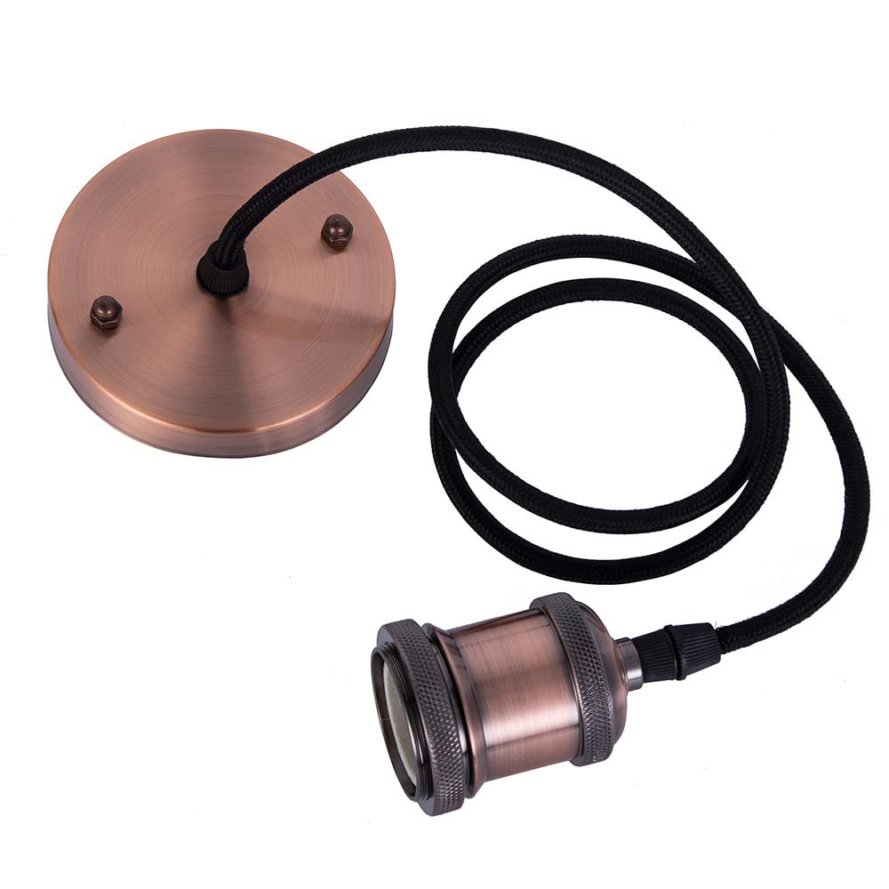 CENPEK Vintage Light Sockets Pendant Hanging Light Cord Kit with Switches, E26/E27 Industrial Lamp Sockets Cord for Kitchens Dining Rooms Bars Restaurants-Copper