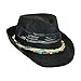 Bohemian Summer Straw Fedora Sun Hat w/ Wood Bead Trim