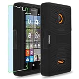 Microsoft Lumia 435 Case, INNOVAA Turbulent Armor Case W/ Free Screen Protector & Stylus Pen - Black/Black