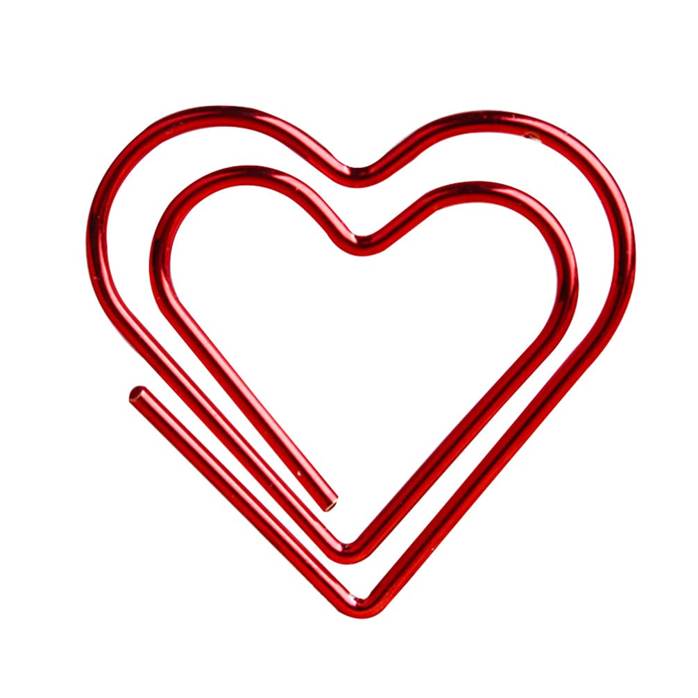 Toddmomy 100pcs Heart Shaped Small Paper Clips Bookmark Clips for Office School Wedding Party Invitation Valentine Decoration (Red)