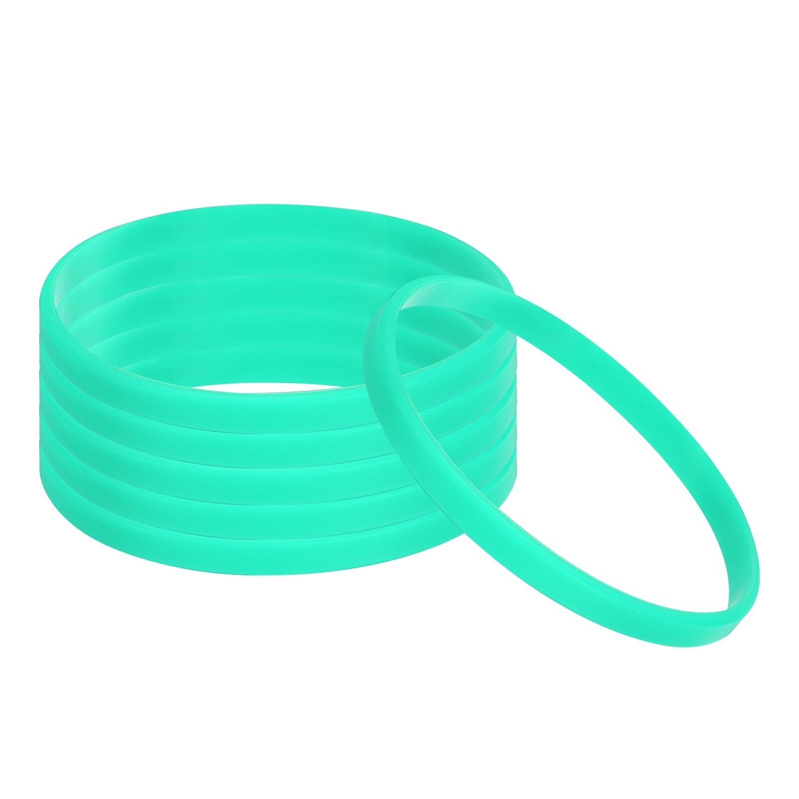 PATIKIL Silicone Bracelets, 6 Pack Colored Rubber Wristbands Blank Stretch Sports Bands for Adults Teen Sports Team Games, Cyan