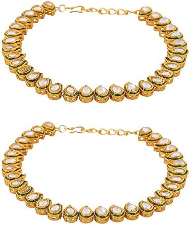 My DT Lifestyle Kundan and metal anklets AJAK1