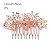 Women Flower Crystal Rhinestone Pearls White K Hair Comb Clip Wedding Bridal (Golden)