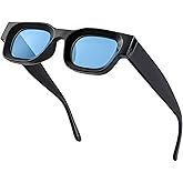 EYLRIM Thick Square Frame Sunglasses for Women Men Chunky Rectangle Polarized Sunglasses UV400 Protection