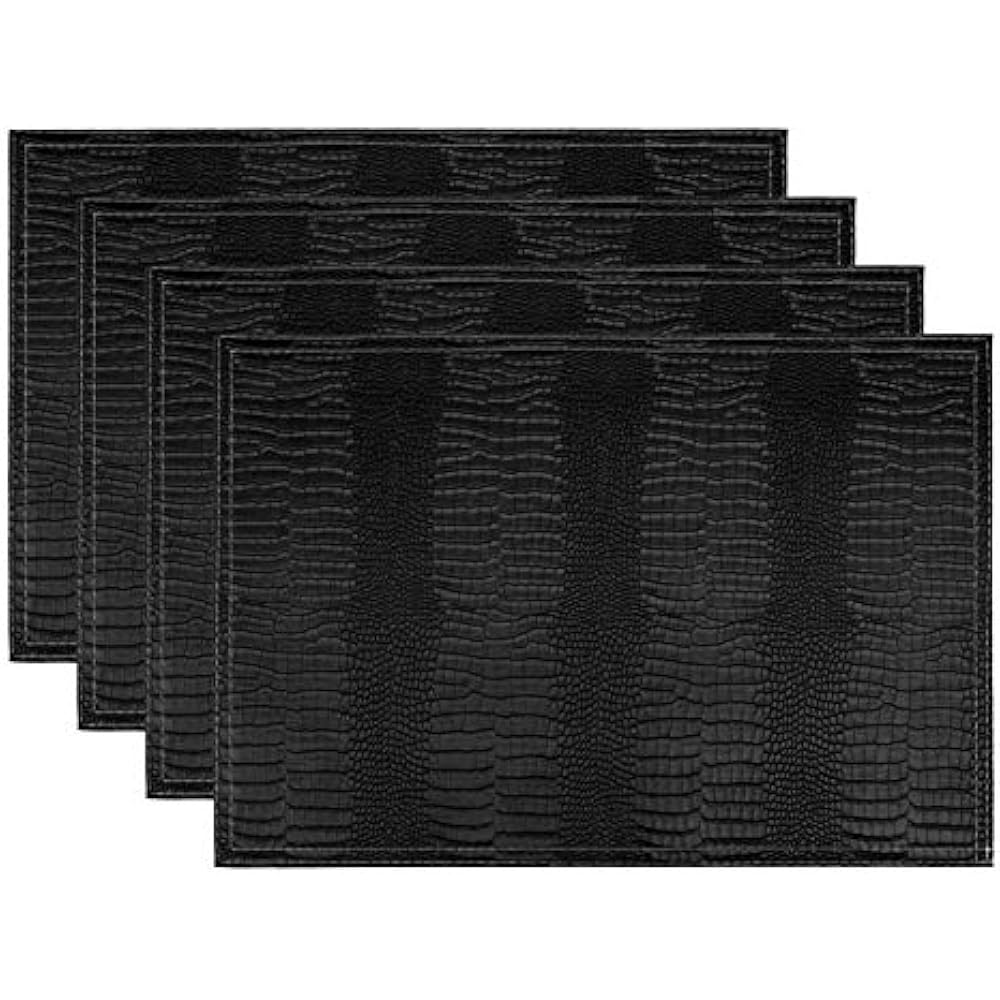 Faux Leather Hardboard Placemats, Set Of 4 PU Table Mats, Easy To Clean