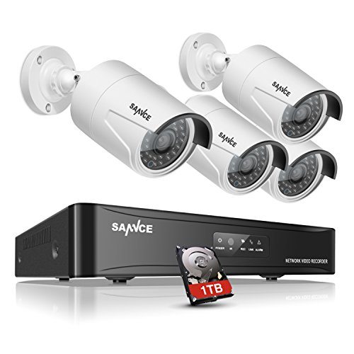 SANNCE-New-1080P-2-Megapixel-1920-x-1080p-POE-Video-Security-System-and-4-1920TVL-Outdoor-Bullet-IP-Cameras-with-100ft-Night-VisionWeatherproof-Metal-Housing-1TB-HDD-Power-over-Ethernet-White