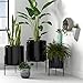 Rivet Mid-Century Ceramic Planter with Iron Stand, 18.9″H, Blackthumb 2