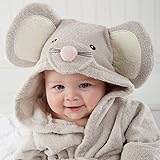 Aautoo Baby Hooded Towels Squeaky Clean Mouse Spa Bathrobe,grey,0-12 Months