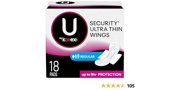 Amazon Com U By Kotex Security Ultra Thin Pads With Wings Regular Unscented 18 Count Pack Of 12 Industrial Scientific