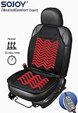 sojoy SJ120R009T Universal 12V Heated Car Seat/Cushion Warmer High/Low, 30 Mins Automatically Turn-off Timer, Black