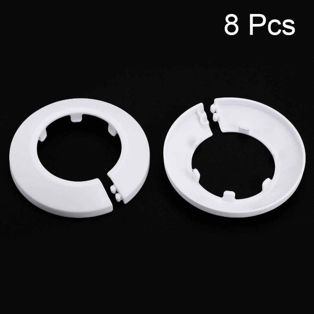 sourcing map 50mm Pipe Cover Decoration PP Plastic Water Pipe Escutcheon White 8pcs, 51.5 mm - Image 3