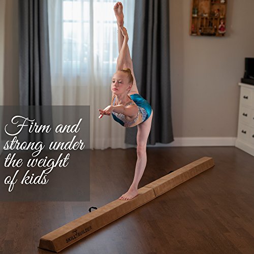 Foldable Gymnastics Beams for Home - 9.5 FT EXTRA LONG High-Density Portable Foam Balance Beam for Toddlers to Teens / Kids Gymnastics Equipment / Lightweight Beige Practice Beam / Floor Beam