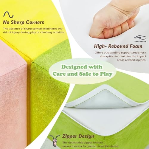 Climbing Toys for Toddlers, Toddler Climbing Toys Indoor, 5-Piece Soft Foam Climb Blocks Set, Toddler Playtime Corner Climber Indoor Foam Play Gym for Crawling and Sliding (5-piece)