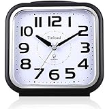 5.5" Silent Analog Alarm Clock Non Ticking, Gentle Wake, Beep Sounds, Increasing Volume, Battery Operated Snooze and Light Functions, Easy Set, Black (Best for Elder)