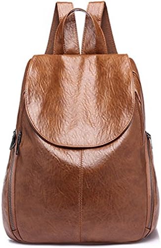 Classic Fashion PU Leather Backpack Casual Shoulder Bag Rucksack Waterproof (L032-Brown)