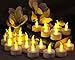 Flameless Tealight Battery Operated Candles - 24 Yellow Flickering Faux Tealights, Battery Operated Electric Lights, Fake Votive candle Light for Decorations, Luminary Bags and Parties by LED Lytes