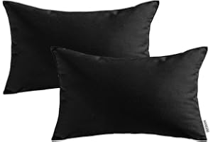 MIULEE Pack of 2 Decorative Outdoor Waterproof Pillow Covers Garden Cushion Sham Throw Pillowcase Shell for Spring Patio Tent Couch 12x20 Inch Black