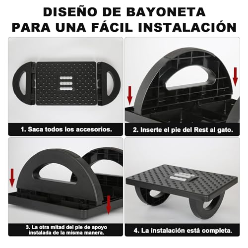 Reposapiés Ergonómico Ajustable con Función de Masaje y Ángulo Ajustable - Negro
