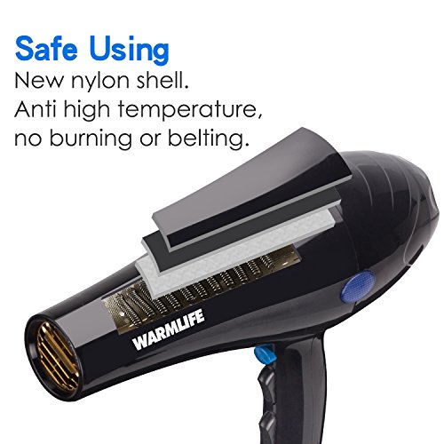Warmlife 1875W heavy duty hair dryer Professional AC Motor Hair Dryer, Negative Ions Ceramic Ionic Blow Dryer Cold Shot Button, with Concentrator & Diffuser (Black)