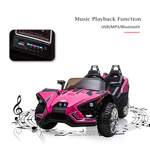 BAHOM Kids Ride On Car 2 Seats with Remote Control, 12V Kids Electric Vehicle with Manual/Parental Modes, Light/MP3/Volume Control (Pink) - Thumbnail 5