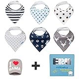 Bandana Baby Bibs for Boys and Girls, with Snaps, 6 Pack Gift Set for Feeding, Drooling, Teething, PLUS FREE I LOVE MAMA Hat - BEST BABY SHOWER GIFTS for Mom, for newborn Baby, CUTE and Soft bib