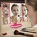 Ceenwes Makeup Mirror Trifold Vanity Mirror 180°Adjustable Touch Screen Cosmetic Mirror with 21 LED Lights Lighted Makeup Mirror with 4 Magnify 10/3/2/1X Mirror