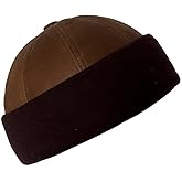 Lukkizara Winter Sheepskin Leather Fur Knit Beanie Cuff Round Bucket Winter Ski Hat